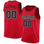 Personalized Red White Pinstripe Black-White Authentic Basketball Jersey