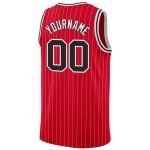Personalized Red White Pinstripe Black-White Authentic Basketball Jersey Team Custom Name and Number