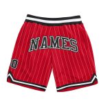 Personalized Red White Pinstripe Black-White Authentic Basketball Shorts Team Custom Name and Number