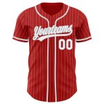Personalized Red White Pinstripe Gray Authentic Baseball Jersey