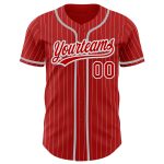 Personalized Red White Pinstripe Gray Authentic Baseball Jersey Team Custom Name and Number