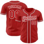 Personalized Red White Pinstripe Gray Authentic Baseball Jersey Team Custom Name and Number