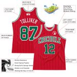 Personalized Red White Pinstripe Kelly Green-White Authentic Basketball Jersey Team Custom Name and Number