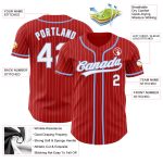 Personalized Red White Pinstripe Light Blue Authentic Baseball Jersey Team Custom Name and Number