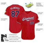 Personalized Red White Pinstripe Navy-White Authentic Baseball Jersey Team Custom Name and Number