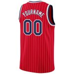 Personalized Red White Pinstripe Navy-White Authentic Basketball Jersey Team Custom Name and Number