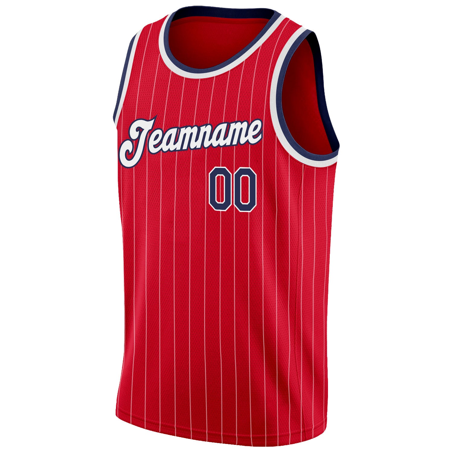Personalized Red White Pinstripe Navy-White Authentic Basketball Jersey Team Custom Name and Number Personalized Red White Pinstripe Navy-White Authentic Basketball Jersey Team Custom Name and Number - Image 5
