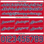 Personalized Red White Pinstripe Navy-White Authentic Basketball Shorts Team Custom Name and Number