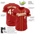 Personalized Red White Pinstripe Old Gold Authentic Baseball Jersey Team Custom Name and Number