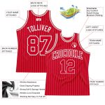 Personalized Red White Pinstripe Red-White Authentic Basketball Jersey Team Custom Name and Number