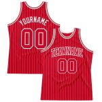 Personalized Red White Pinstripe Red-White Authentic Basketball Jersey Team Custom Name and Number