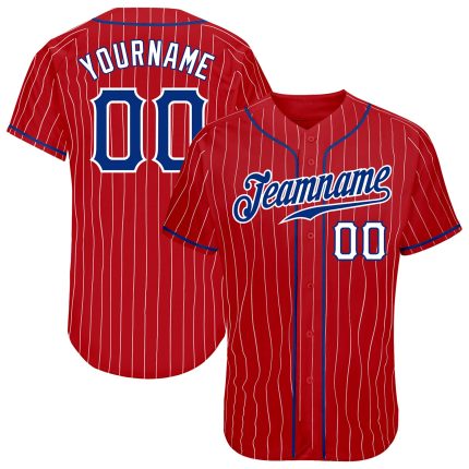 Personalized Red White Pinstripe Royal-White Authentic Baseball Jersey