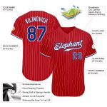 Personalized Red White Pinstripe Royal-White Authentic Baseball Jersey Team Custom Name and Number