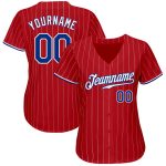 Personalized Red White Pinstripe Royal-White Authentic Baseball Jersey Team Custom Name and Number