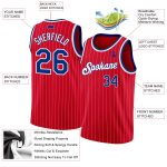 Personalized Red White Pinstripe Royal-White Authentic Basketball Jersey Team Custom Name and Number