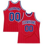 Personalized Red White Pinstripe Royal-White Authentic Basketball Jersey