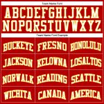 Personalized Red White Pinstripe White-Gold Authentic Basketball Jersey