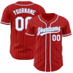 Personalized Red White Pinstripe White-Light Blue Authentic Baseball Jersey