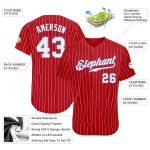 Personalized Red White Pinstripe White-Light Blue Authentic Baseball Jersey Team Custom Name and Number