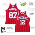 Personalized Red White Pinstripe White-Light Blue Authentic Basketball Jersey