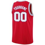 Personalized Red White Pinstripe White-Light Blue Authentic Basketball Jersey Team Custom Name and Number