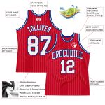 Personalized Red White Pinstripe White-Royal Authentic Basketball Jersey Team Custom Name and Number