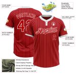 Personalized Red White Pinstripe White Two-Button Unisex Softball Jersey Team Custom Name and Number