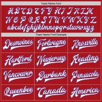 Personalized Red White-Purple Bomber Full-Snap Varsity Letterman Two Tone Jacket Team Custom Name and Number