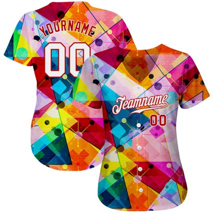 Personalized Red White-Red 3D Pattern Design Geometric Graffiti Authentic Baseball Jersey Team Custom Name and Number