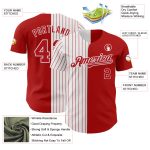 Personalized Red White-Red Pinstripe Authentic Split Fashion Baseball Jersey Team Custom Name and Number