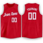 Personalized Red White Round Neck Basketball Jersey
