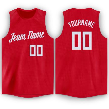 Personalized Red White Round Neck Basketball Jersey