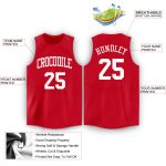 Personalized Red White Round Neck Basketball Jersey Team Custom Name and Number