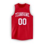 Personalized Red White Round Neck Basketball Jersey Team Custom Name and Number