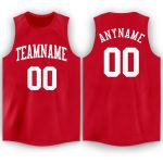 Personalized Red White Round Neck Basketball Jersey Team Custom Name and Number