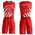 Personalized Red White Round Neck Sublimation Basketball Suit Jersey