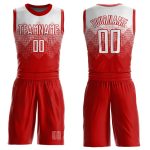 Personalized Red White Round Neck Sublimation Basketball Suit Jersey Team Custom Name and Number