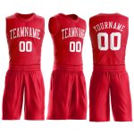 Personalized Red White Round Neck Suit Basketball Jersey