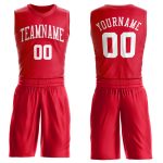 Personalized Red White Round Neck Suit Basketball Jersey