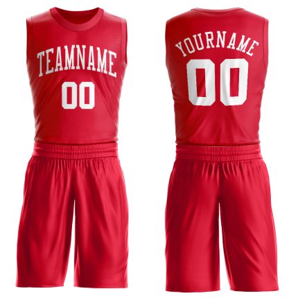 Personalized Red White Round Neck Suit Basketball Jersey