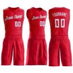 Personalized Red White Round Neck Suit Basketball Jersey Team Custom Name and Number