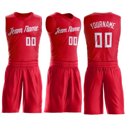 Personalized Red White Round Neck Suit Basketball Jersey Team Custom Name and Number