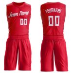 Personalized Red White Round Neck Suit Basketball Jersey Team Custom Name and Number
