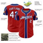 Personalized Red White-Royal 3 Colors Arm Shapes Authentic Baseball Jersey Team Custom Name and Number