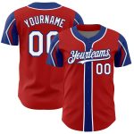 Personalized Red White-Royal 3 Colors Arm Shapes Authentic Baseball Jersey Team Custom Name and Number
