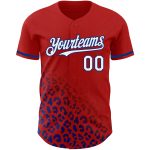 Personalized Red White-Royal 3D Pattern Design Leopard Print Fade Fashion Authentic Baseball Jersey Team Custom Name and Number