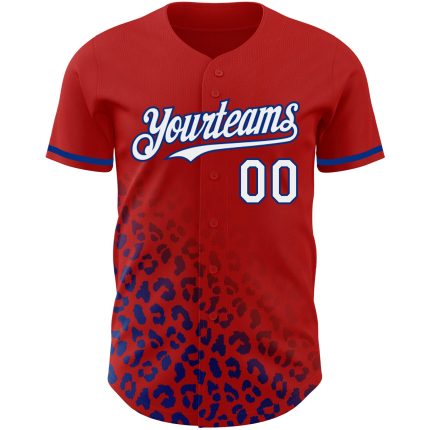 Personalized Red White-Royal 3D Pattern Design Leopard Print Fade Fashion Authentic Baseball Jersey Team Custom Name and Number