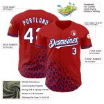 Personalized Red White-Royal 3D Pattern Design Leopard Print Fade Fashion Authentic Baseball Jersey Team Custom Name and Number