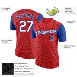 Personalized Red White-Royal 3D Pattern Design Spider Performance T-Shirt Team Custom Name and Number