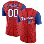Personalized Red White-Royal 3D Pattern Design Spider Performance T-Shirt Team Custom Name and Number
